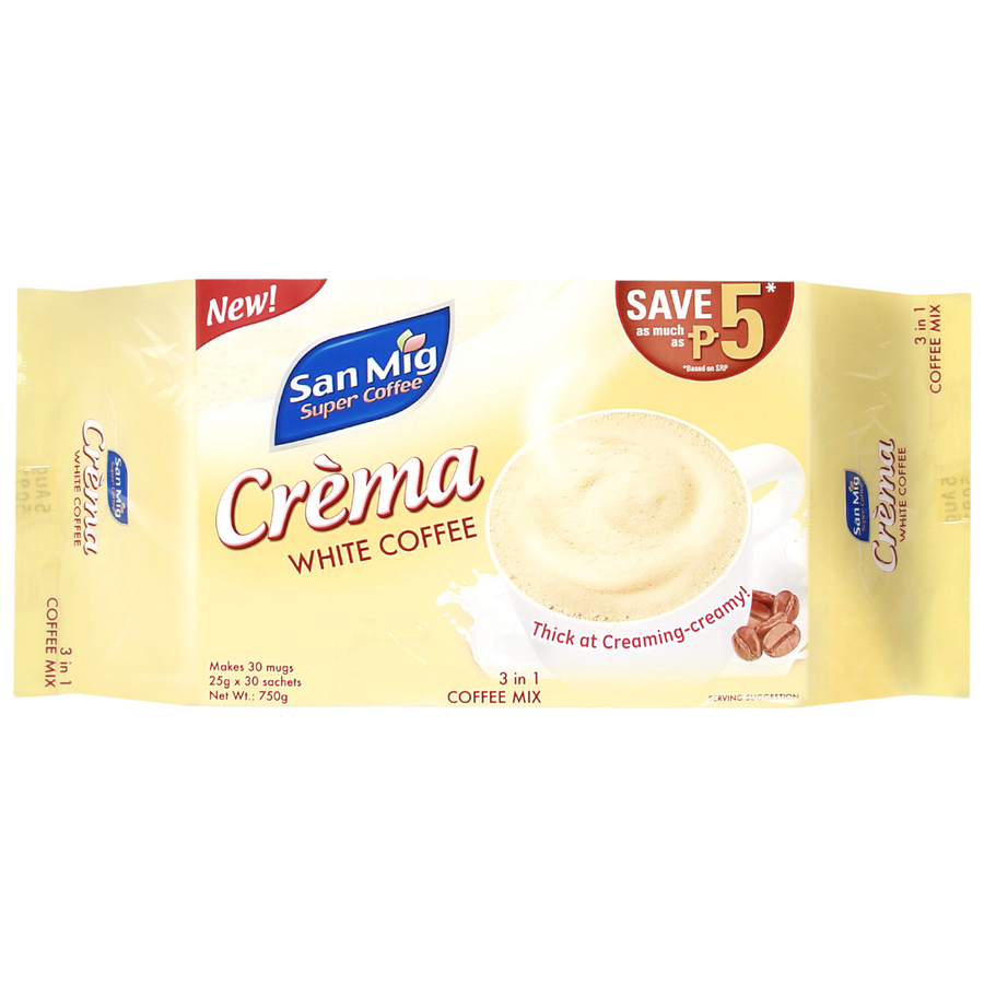 San Mig Super Coffee - Crema White Coffee 25 G X 30 Pack