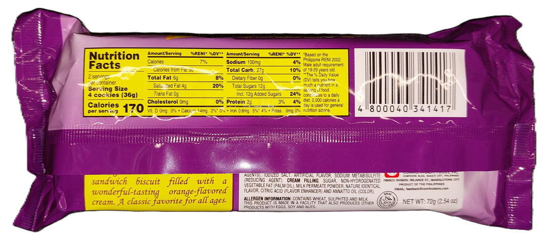 Fibisco Jolly Finger Cream Sandwich Cookies (8 Bars) 72g