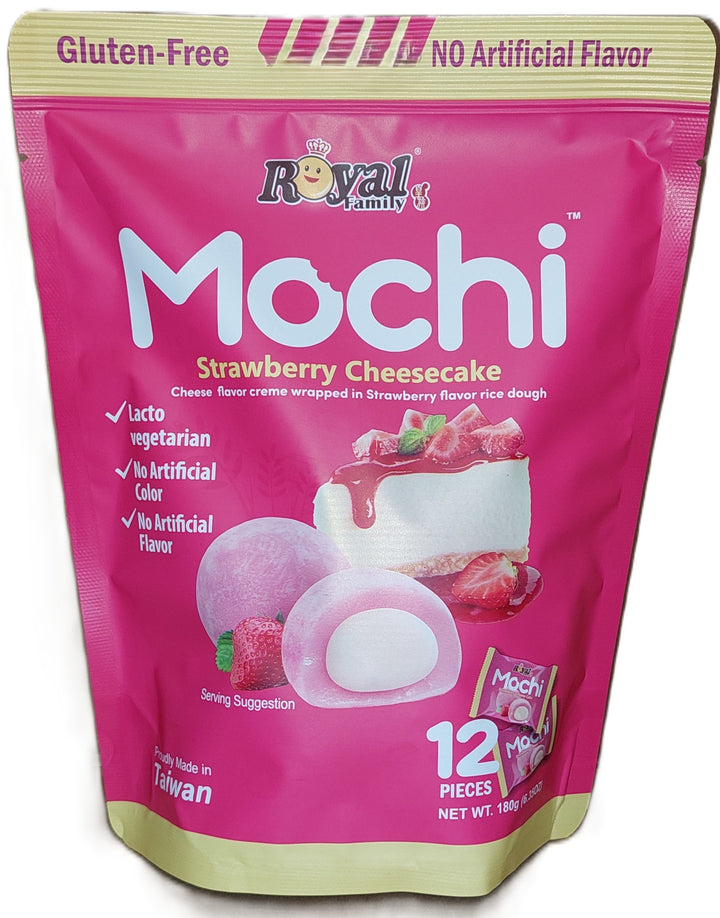 Royal Family Brand Mochi Strawberry Cheesecake 12pc Pack 180g (6.35oz)