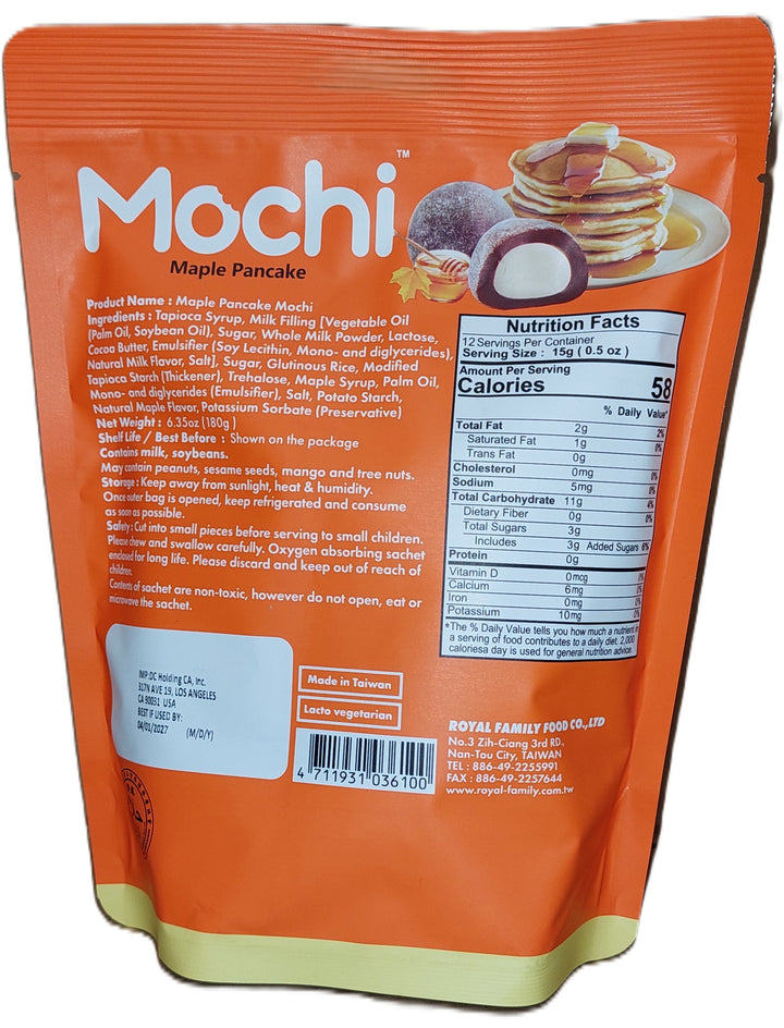 Royal Family Brand Mochi Maple Pancake 12pc Pack 180g (6.35oz)