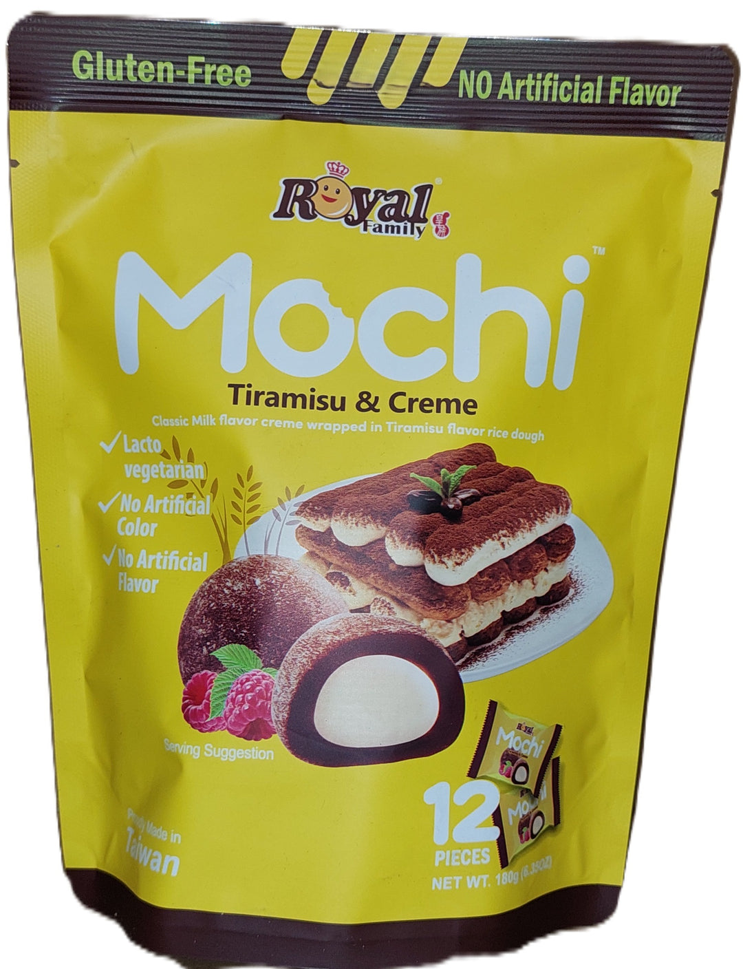 Royal Family Brand Mochi Tiramisu &amp; Creme 12pc Pack 180g (6.35oz)