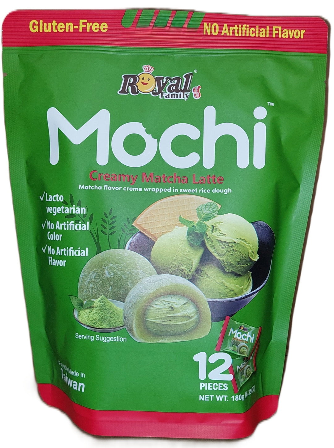 Royal Family Brand Mochi Creamy Matcha Latte 12pc Pack 180g (6.35oz)