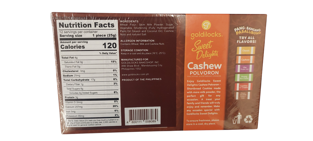 Goldilocks Cashew Polvoron 12 pcs - 10.58oz (25G each)