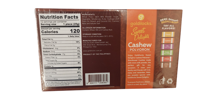 Goldilocks Cashew Polvoron 12 pcs - 10.58oz (25G each)