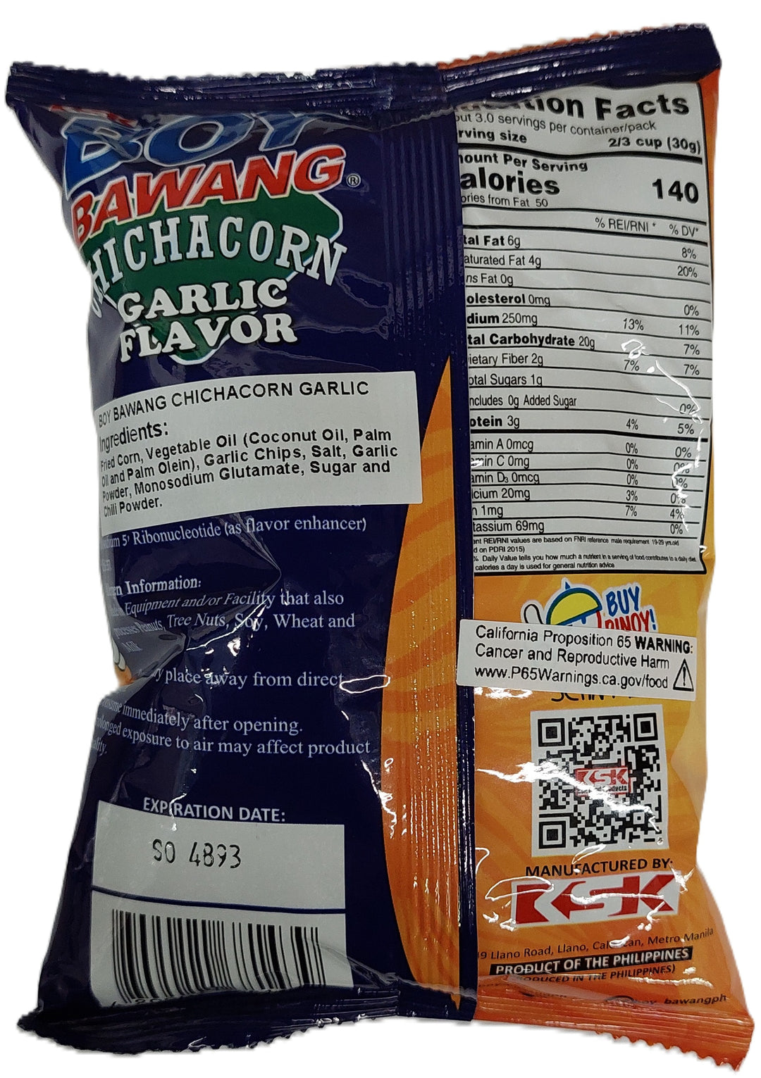 Boy Bawang - Chichacorn Garlic 3.53 OZ