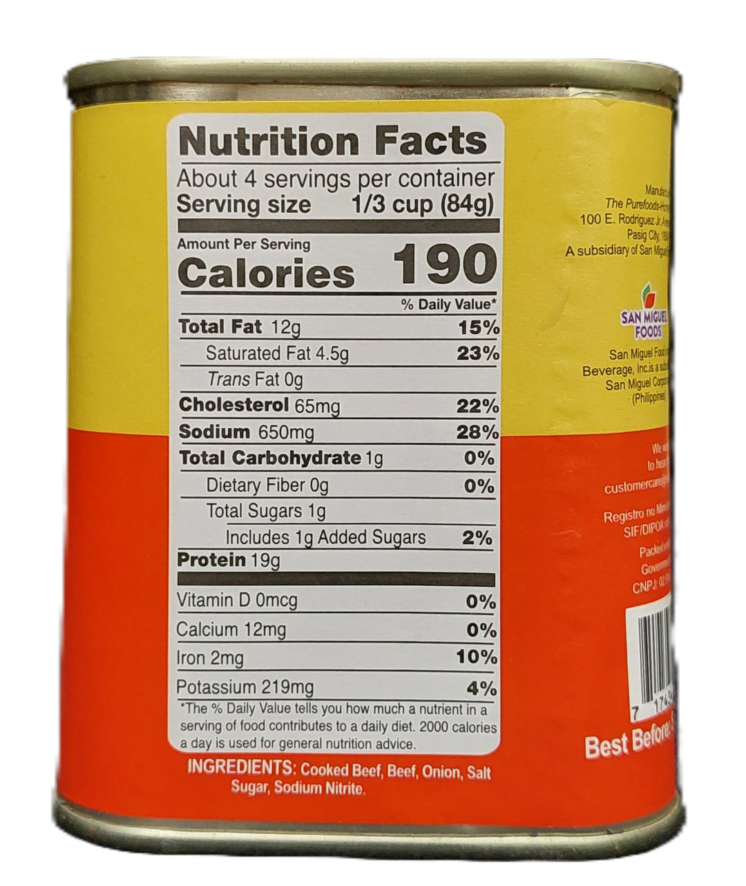 San Miguel Star Corned Beef 340g / 12 oz