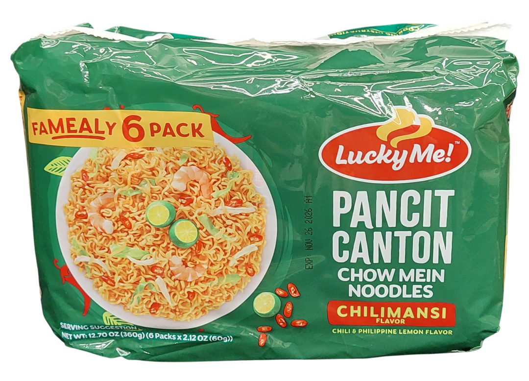 Lucky Me Pancit Canton Chow Mein Noodles - Chilimansi Flavor 360g / 12.70oz (6 Packs)