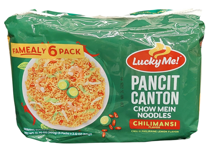 Lucky Me Pancit Canton Chow Mein Noodles - Chilimansi Flavor 360g / 12.70oz (6 Packs)
