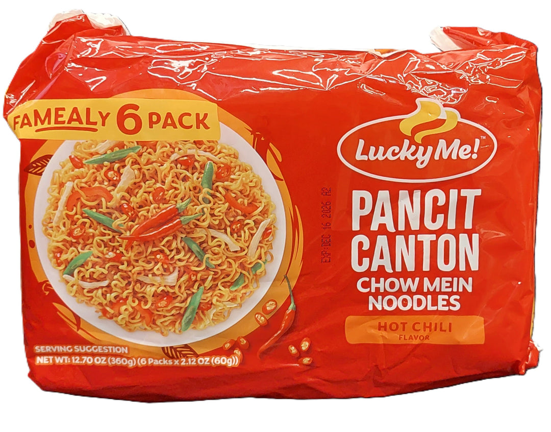 Lucky Me Pancit Canton Chow Mein Noodles - Sweet &amp; Spicy Flavor 360g / 12.7oz (6 Packs)