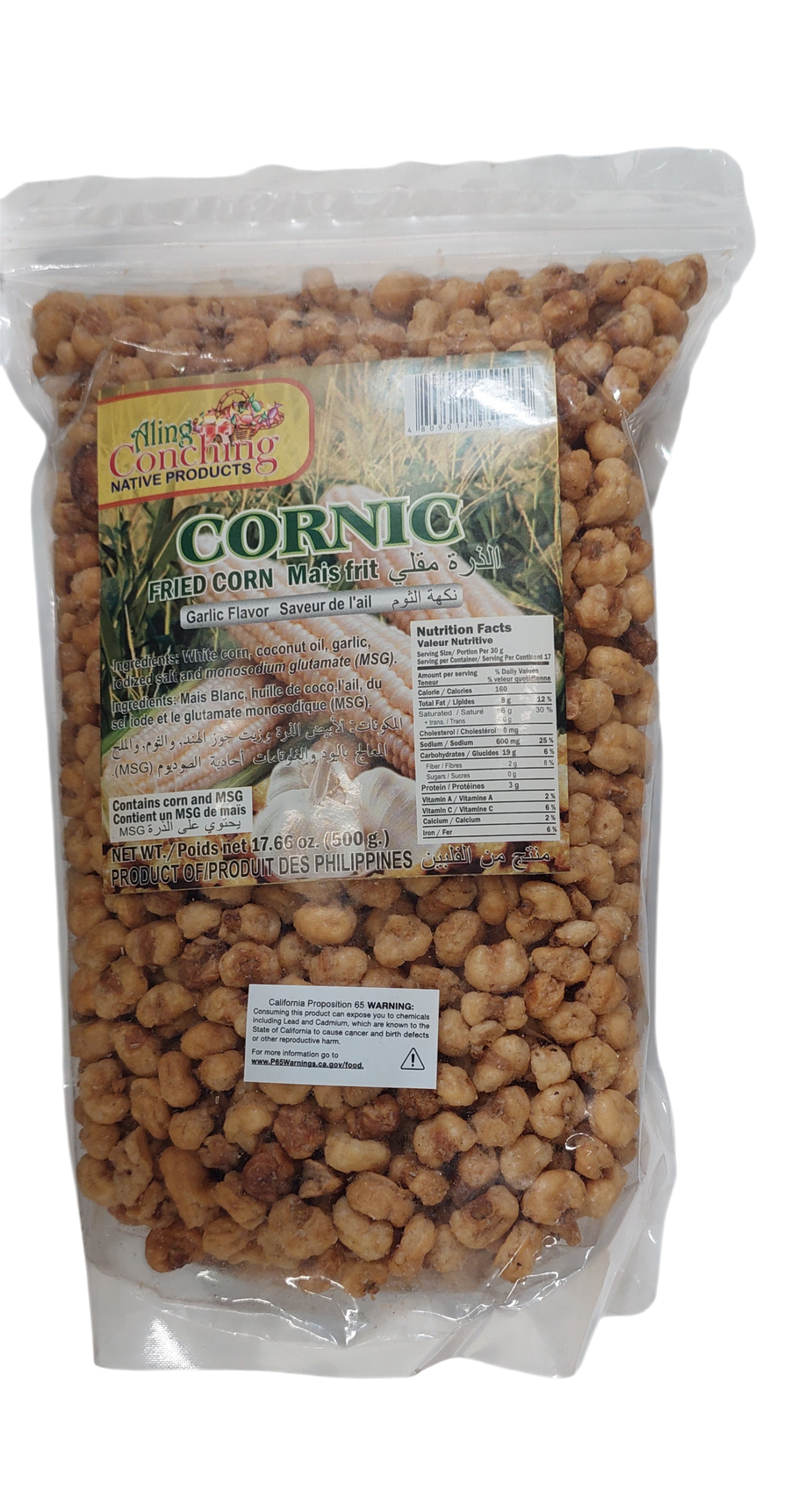 Aling Conching Cornic Fried Corn Garlic Flavor 500g / 17.66 oz