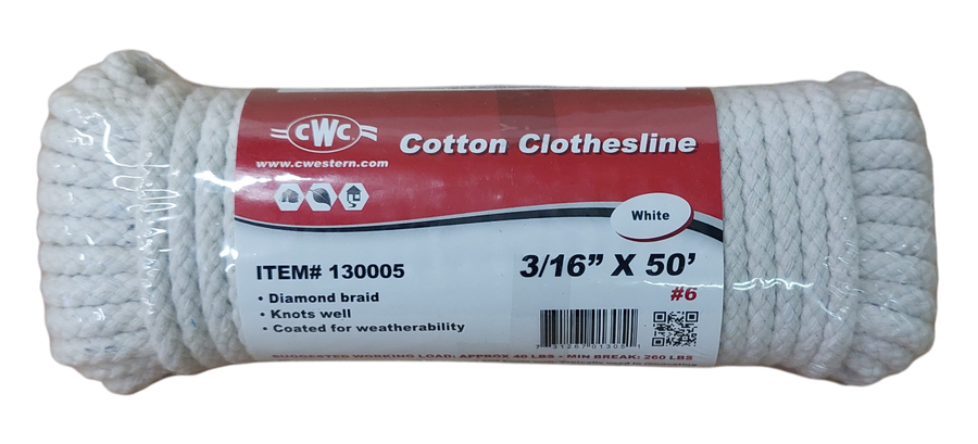Cotton Clothesline 3/16 X 50' (all-purpose, balikbayan boxes, pinoy sampayan, etc.)