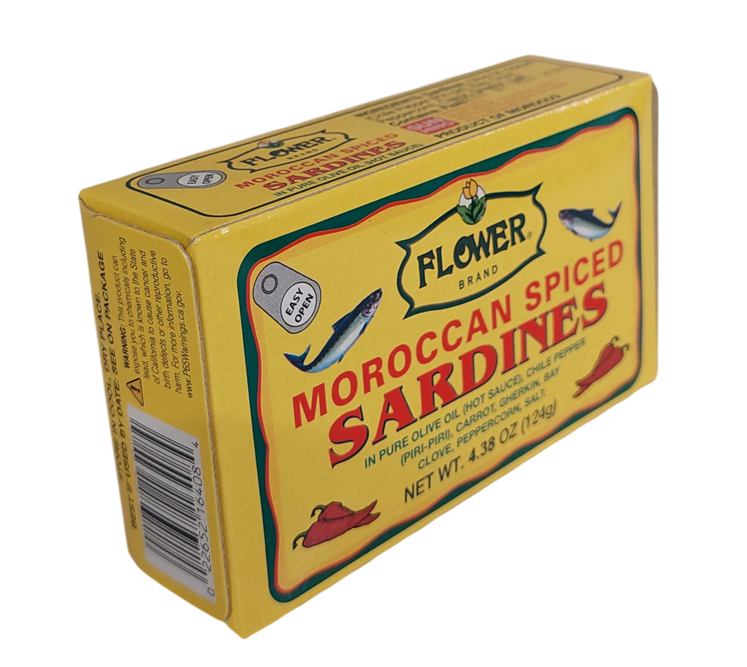 FLOWER SARDINES SPICY IN OLIVE OIL 124GM