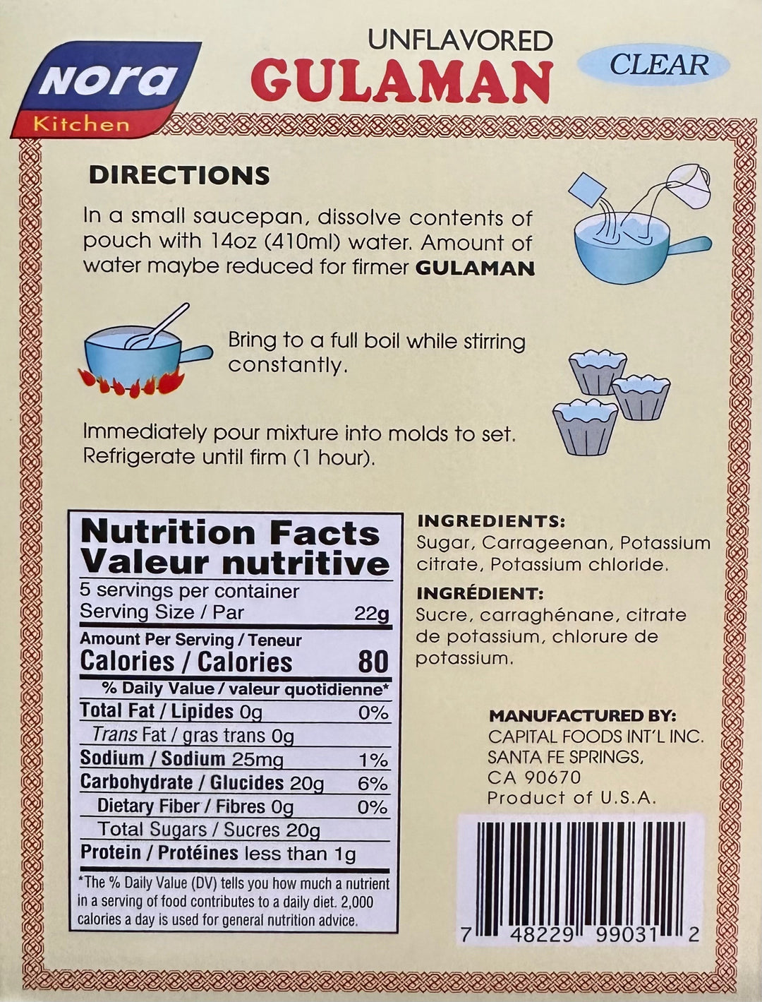 Nora Kitchen Unflavored Gulaman Clear 90 G