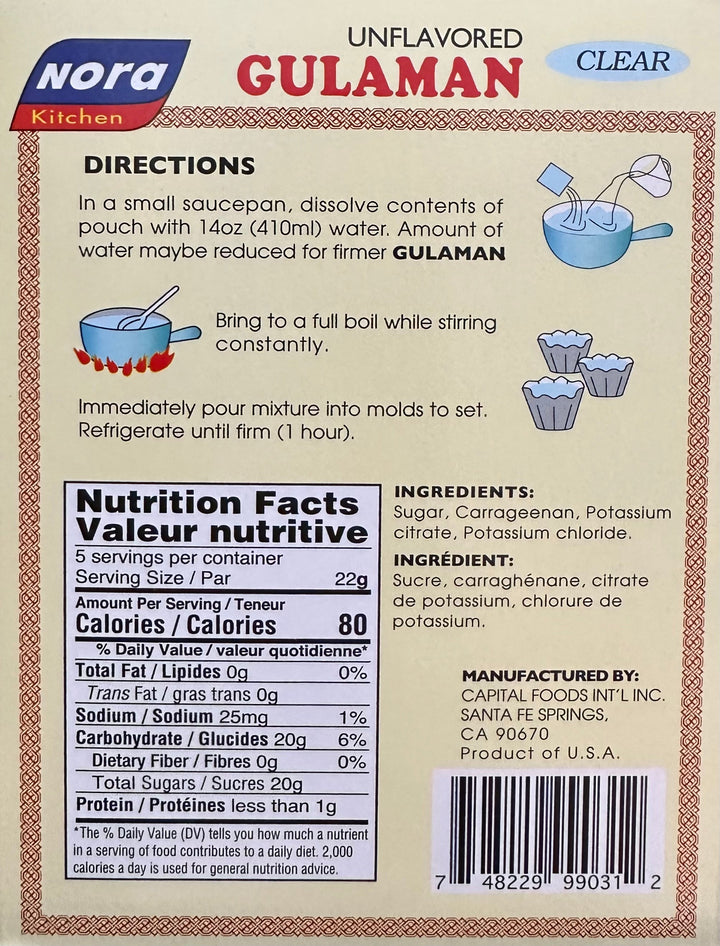 Nora Kitchen Unflavored Gulaman Clear 90 G