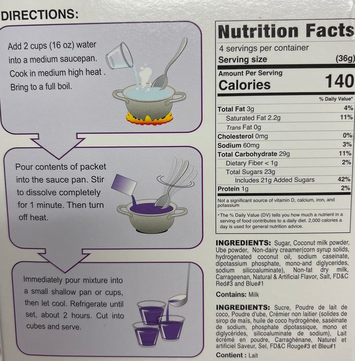 Nora Kitchen Ube Pudding Sweet Purple Yam Flavor Jelly Mix 5 OZ