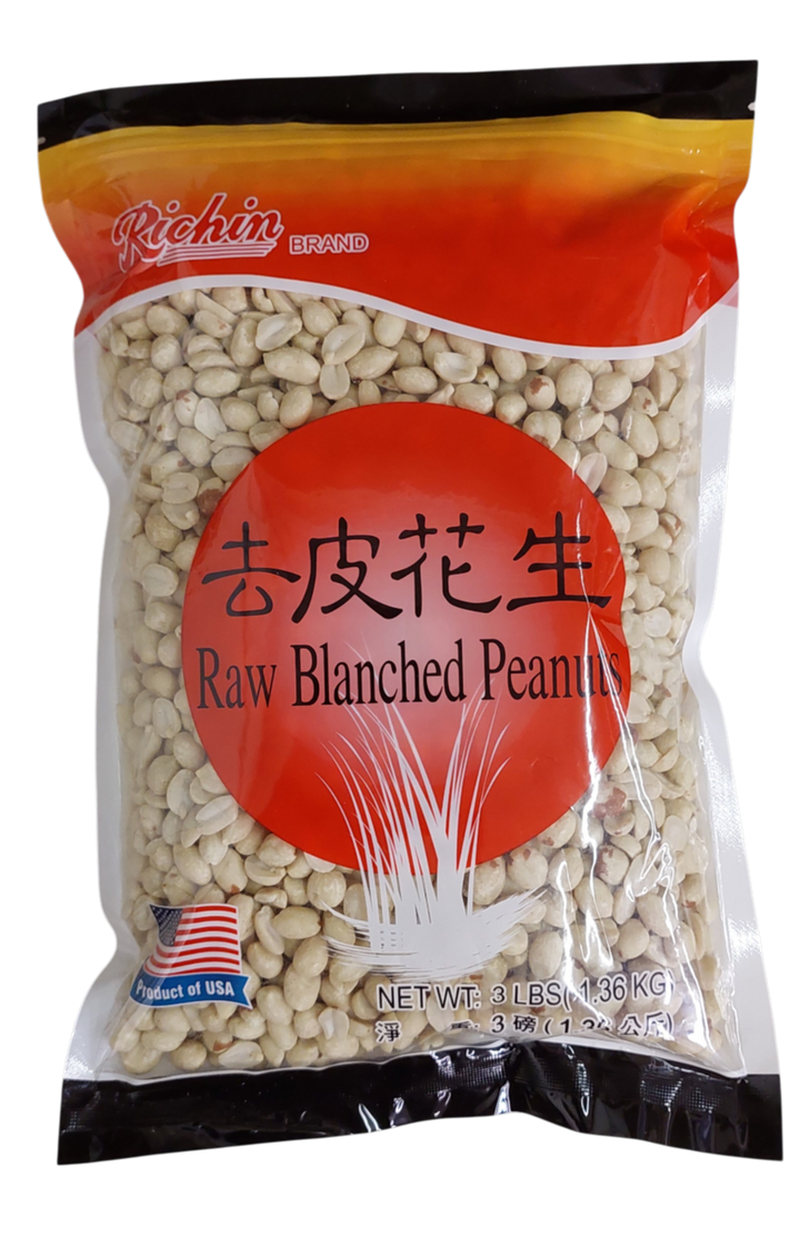 Richin Brand Raw Blanched Peanuts 3 lbs / 1.36kg