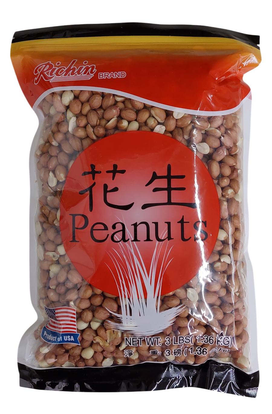 Richin Brand Peanuts with Skin 3 lbs / 1.36kg