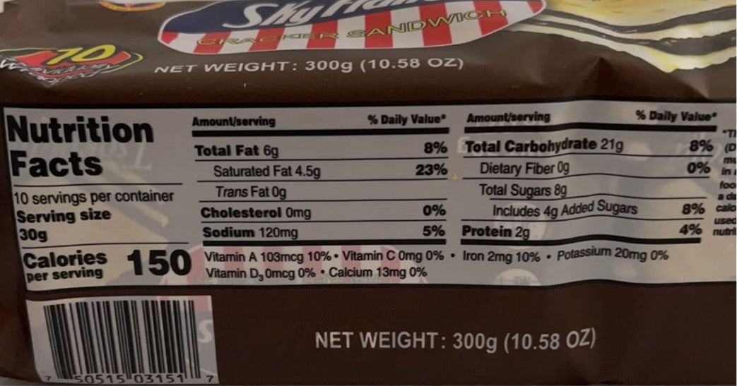 MY San - SkyFlakes Cracker Sandwich Chocolate Flavor 10.58 OZ