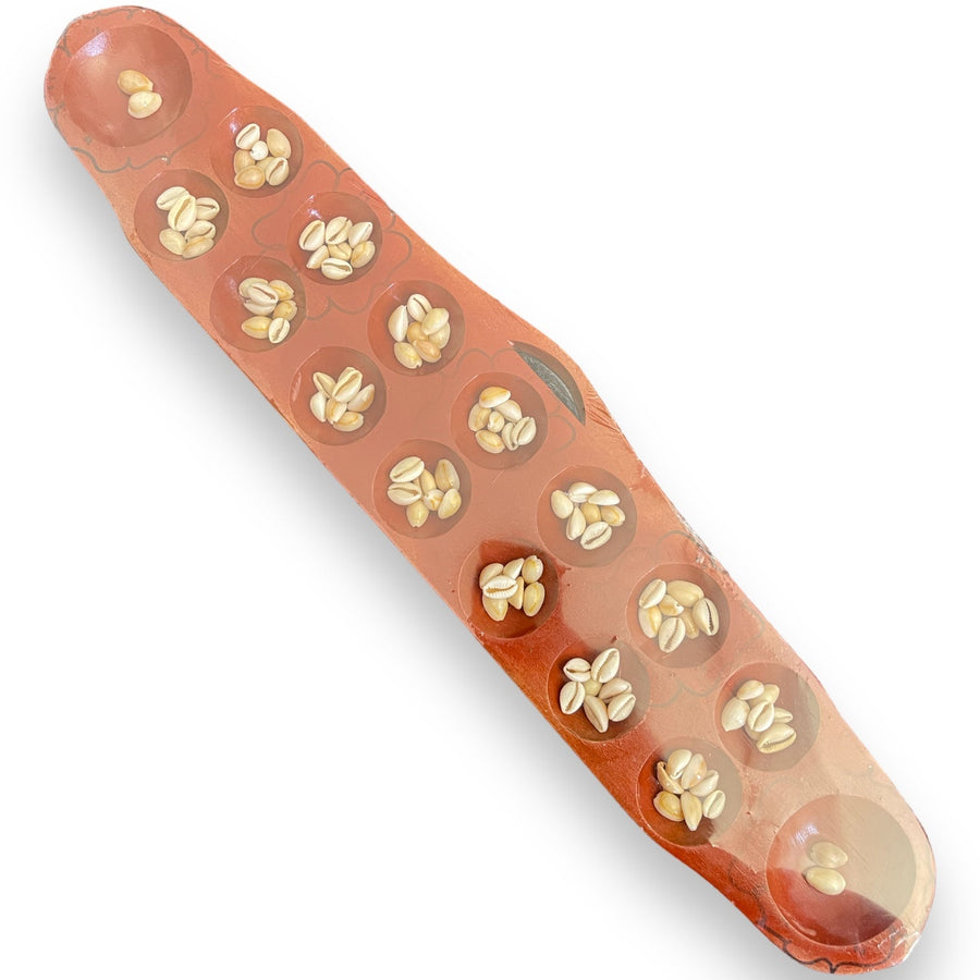Classic Sunka Wooden Mancala Shell Board Game Set 24 inches