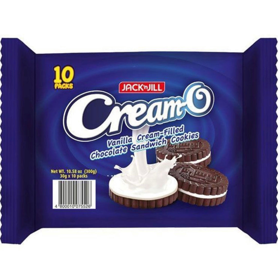 Jack ‘N Jill Cream-O - Vanilla Cream-Filled Chocolate Sandwich Cookies 30 GM X 10 Packs