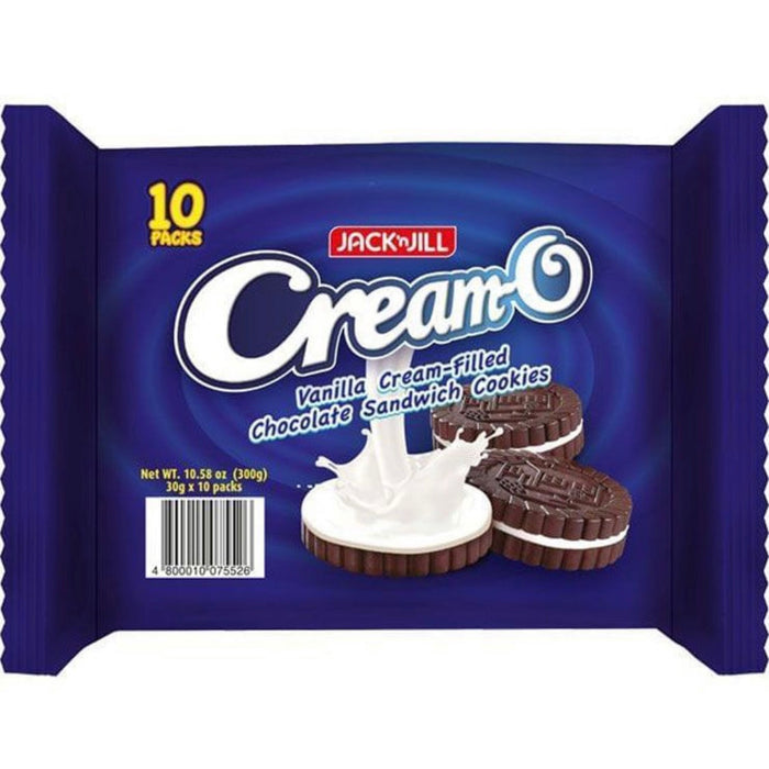 Jack ‘N Jill Cream-O - Vanilla Cream-Filled Chocolate Sandwich Cookies 30 GM X 10 Packs