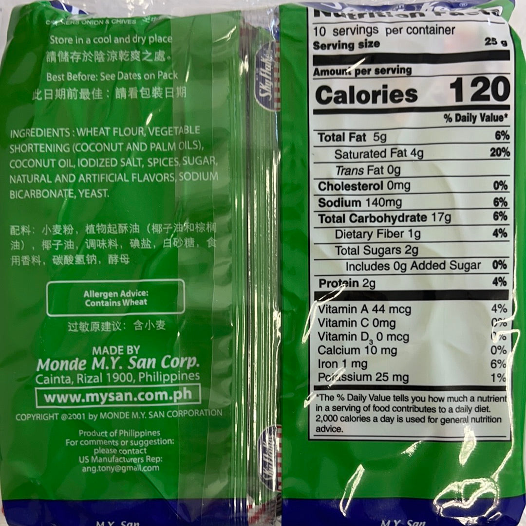 MY San - SkyFlakes Crackers Onion &amp; Chives Flavor 8.8 OZ